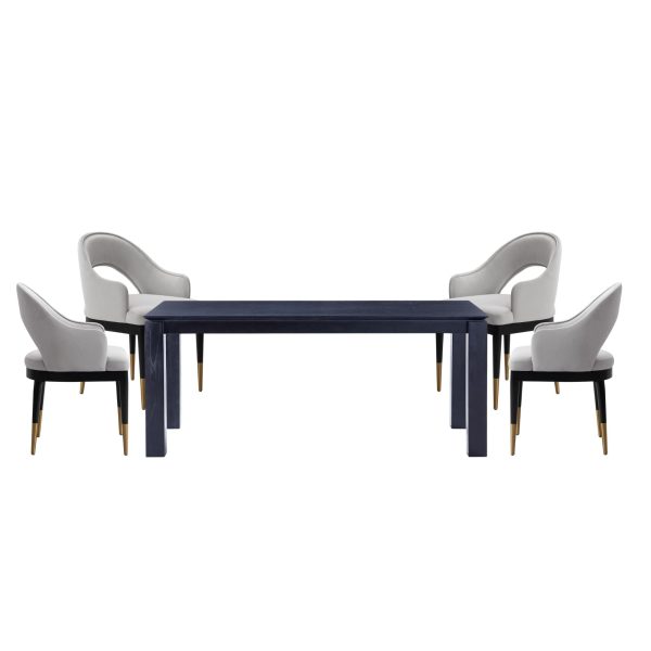 Manhattan Comfort 5-Piece Rockaway Modern Solid Wood Dining Set with Carrington Chairs