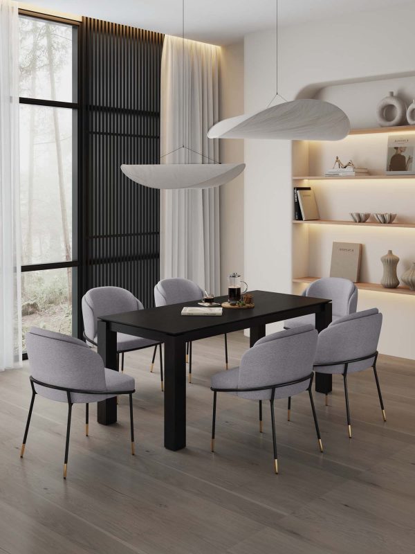 Manhattan Comfort 7-Piece Rockaway Modern Solid Wood Dining Set with Upholstered Chairs - Image 13