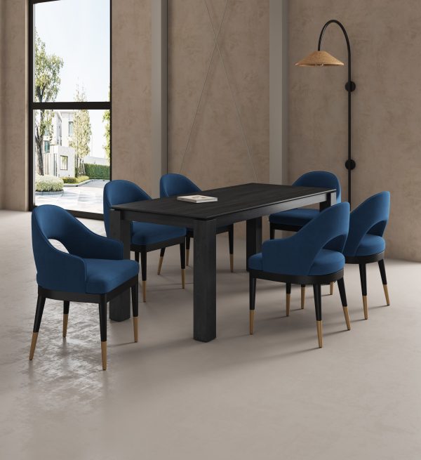 Manhattan Comfort 7-Piece Rockaway Modern Solid Wood Dining Set with Carrington Chairs - Image 2