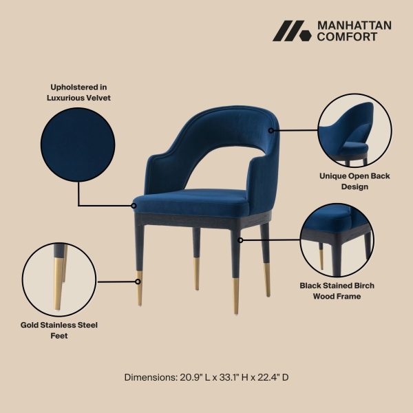 Manhattan Comfort 7-Piece Rockaway Modern Solid Wood Dining Set with Carrington Chairs - Image 4