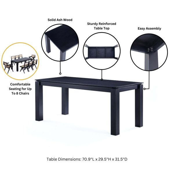 Manhattan Comfort 7-Piece Rockaway Modern Solid Wood Dining Set with Carrington Chairs - Image 6