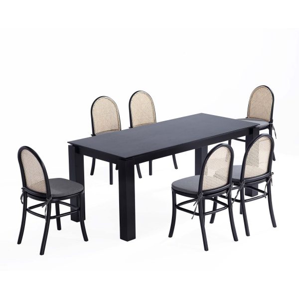 Manhattan Comfort 7-Piece Rockaway Modern 70.86 Solid Wood Dining Set with Dining Chairs - Image 15