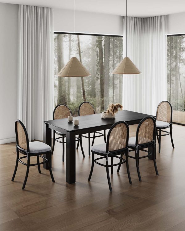 Manhattan Comfort 7-Piece Rockaway Modern 70.86 Solid Wood Dining Set with Dining Chairs - Image 16