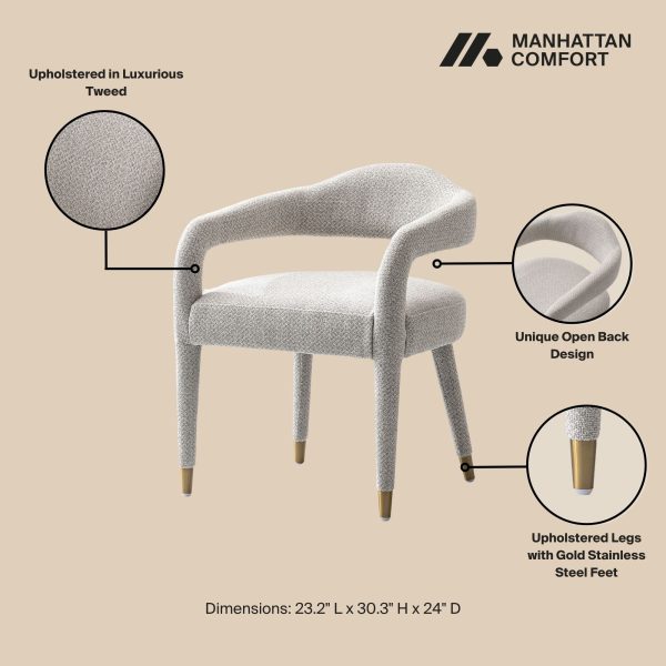 Manhattan Comfort 7-Piece Hathaway Modern Solid Wood Round Dining Set with Upholstered Chairs - Image 4