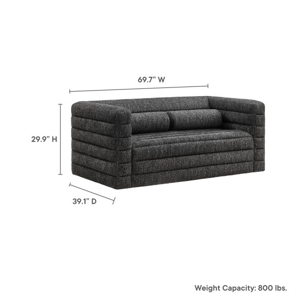 Relle Channel Tufted Boucle Upholstered Loveseat by Modway - Image 12