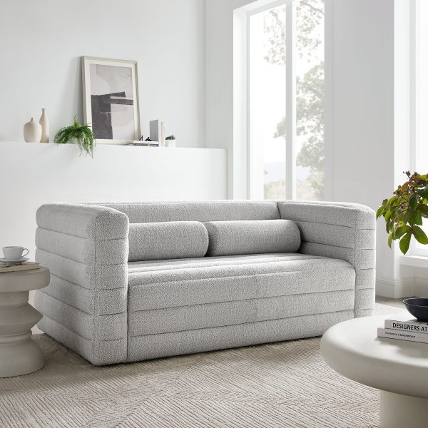 Relle Channel Tufted Boucle Upholstered Loveseat by Modway - Image 8