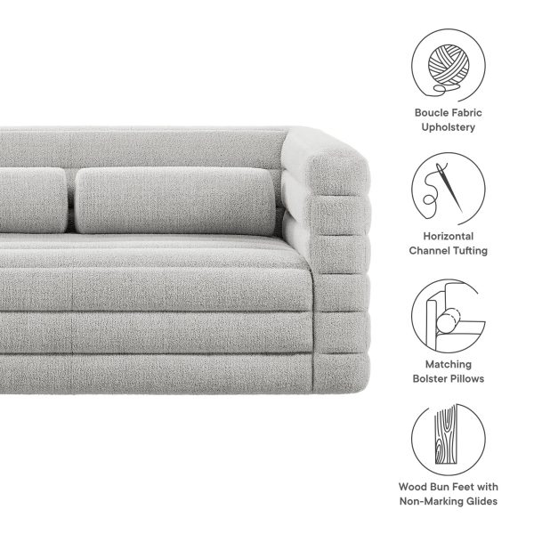 Relle Channel Tufted Boucle Upholstered Loveseat by Modway - Image 2