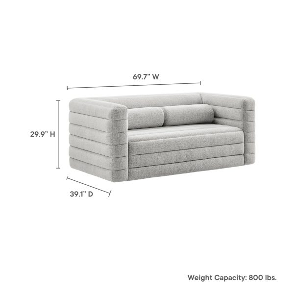 Relle Channel Tufted Boucle Upholstered Loveseat by Modway - Image 3