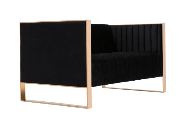 Manhattan Comfort Trillium 57.48 in. Black and Gold Velvet 2-Seater Loveseat LS016-BK - Image 4