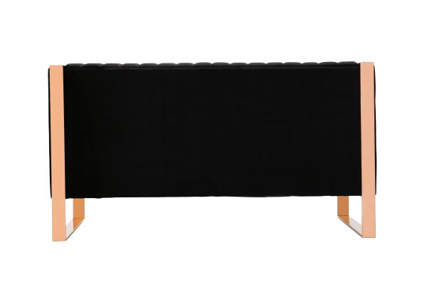 Manhattan Comfort Trillium 57.48 in. Black and Gold Velvet 2-Seater Loveseat LS016-BK - Image 7