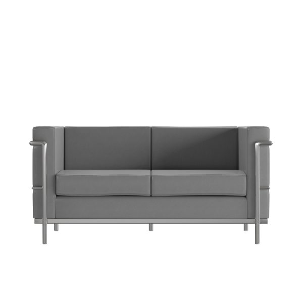 Gray Leather Loveseat ZB-REGAL-810-2-LS-GY-GG - Image 2