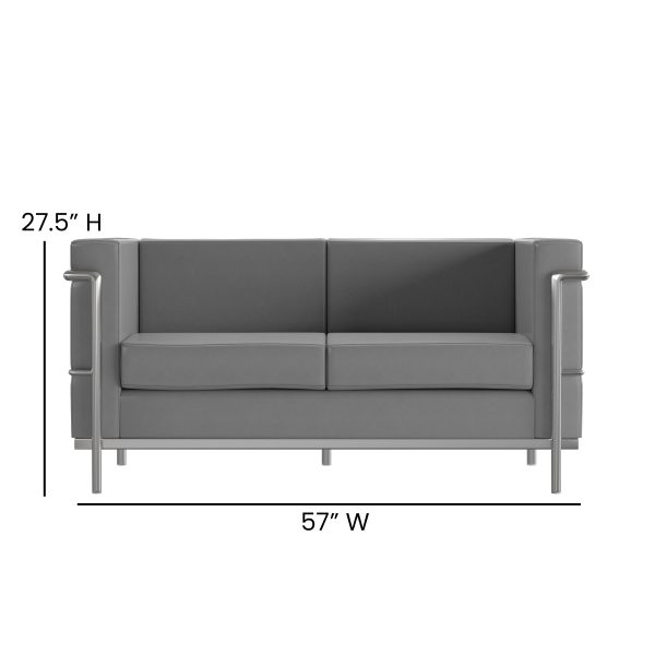Gray Leather Loveseat ZB-REGAL-810-2-LS-GY-GG - Image 5