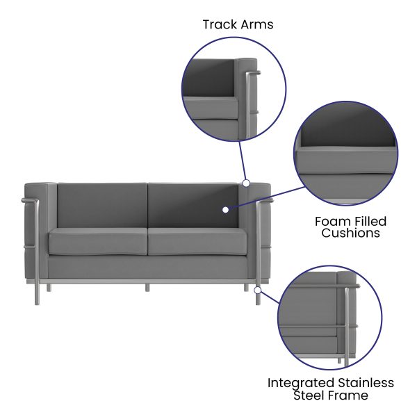 Gray Leather Loveseat ZB-REGAL-810-2-LS-GY-GG - Image 4
